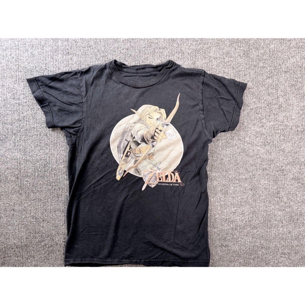Legend of Zelda Ocarina of Time 3D Graphic Tee Shirt Black Y2K Nintendo Mens S